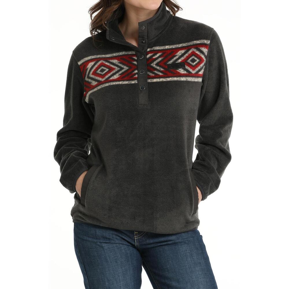NEW CINCH polar fleece pullover sweater in charcoal